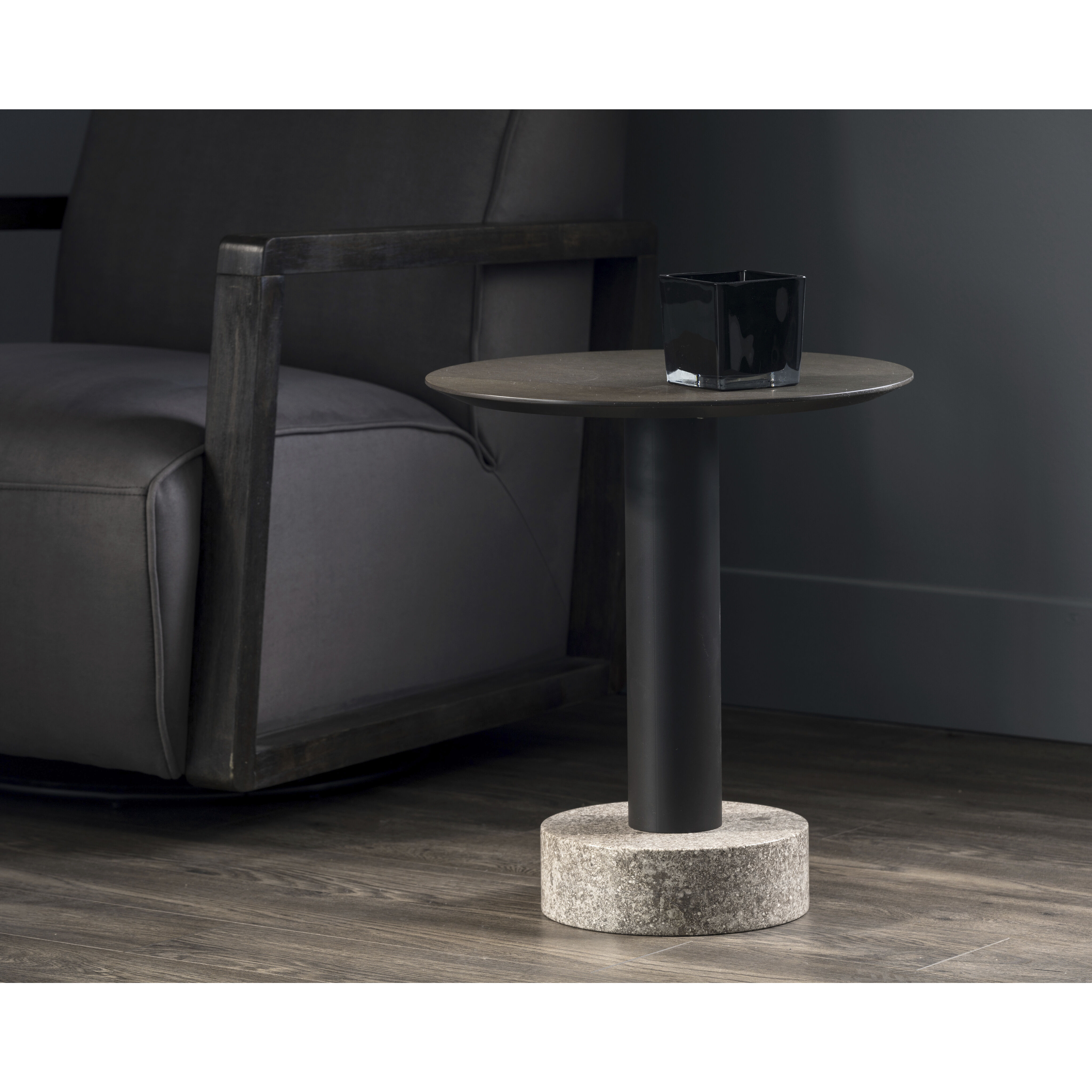 Monaco 19.75 X 17.75 inch Black / Grey Marble / Raw Umber End Table